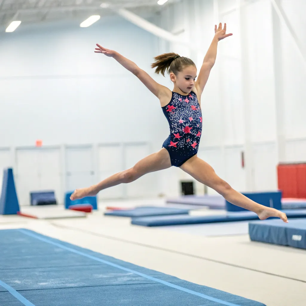 Confident young gymnast